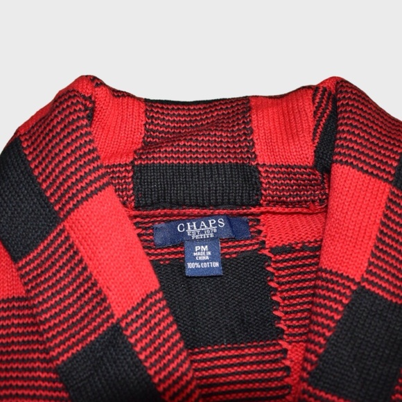 Chaps Petite Buffalo Sweater Jacket - Picture 6 of 6